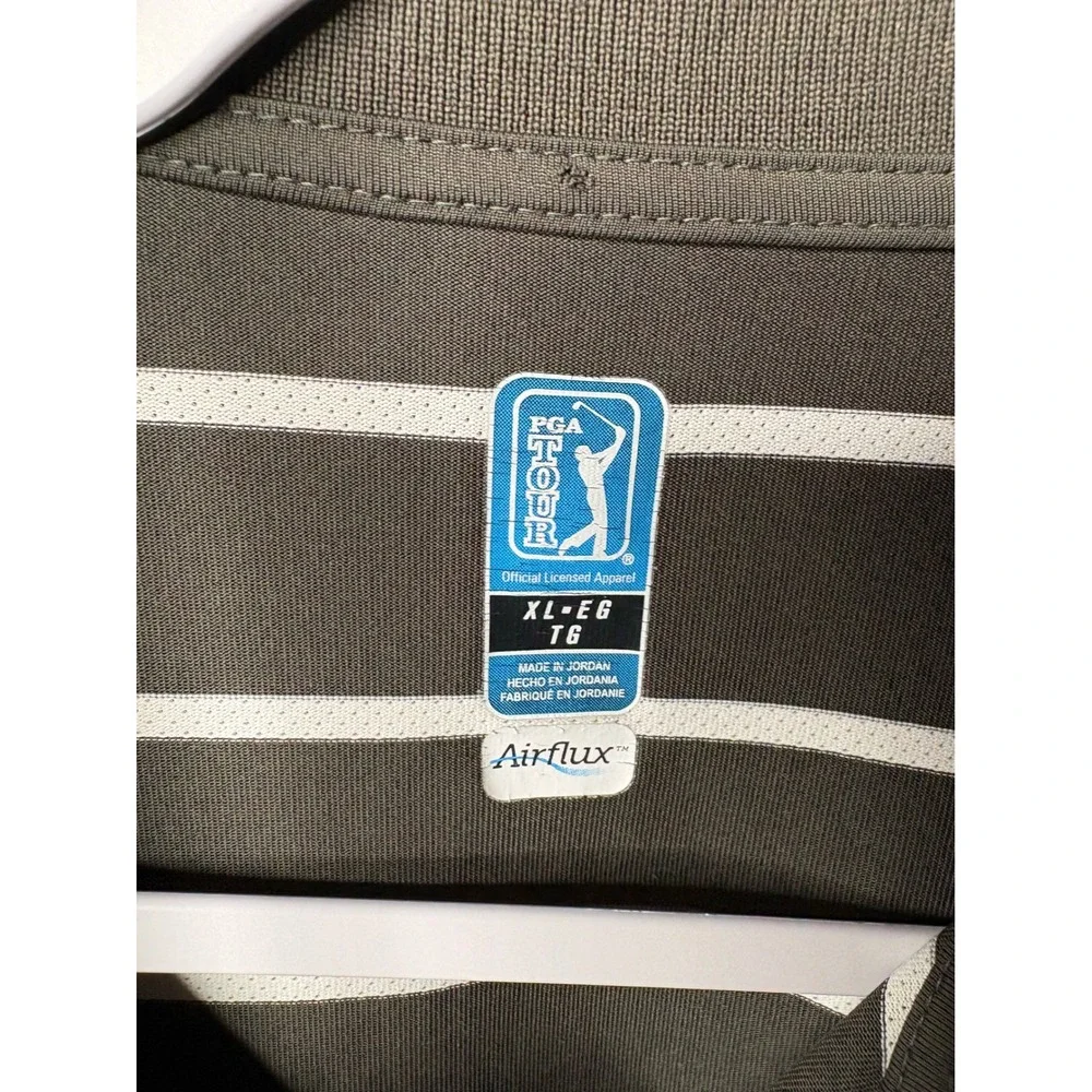 PGA Tour Airflux Mens XL Polo Shirt Black White Striped Short‎ Sleeve Golf Top
